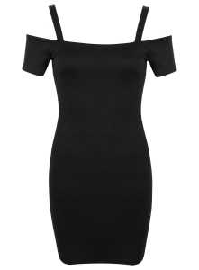 black bardot bodycon dress £28